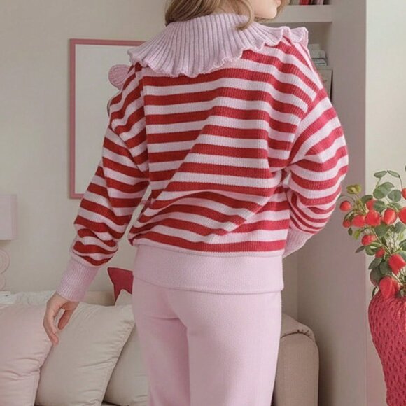 Multicolor Casual Women's Plus Size Knitted Pullover Top - Picture 2 of 6